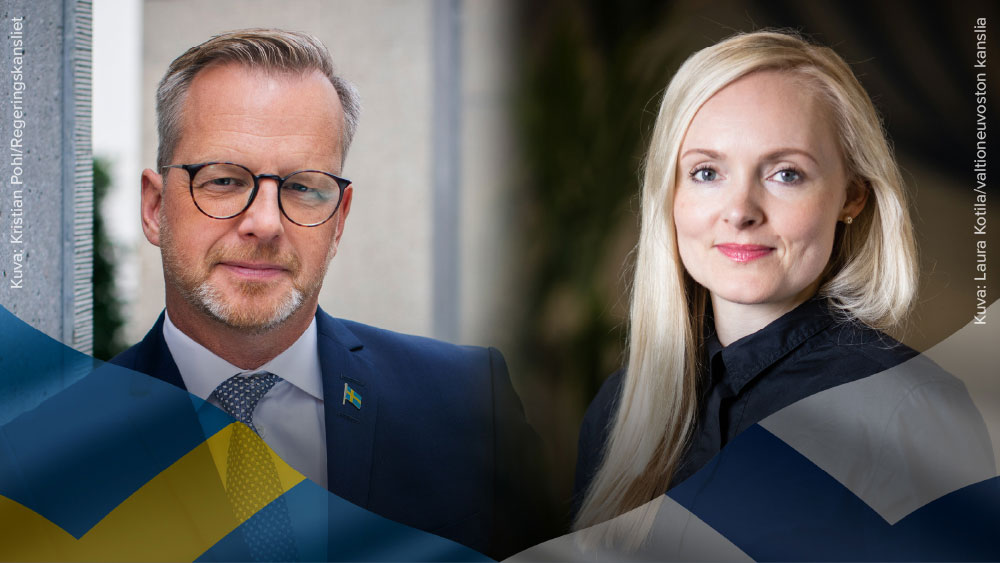 Inrikesministrarna Maria Ohisalo ja Mikael Damberg.