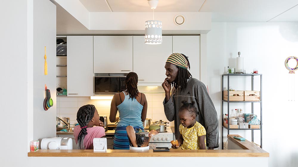 Family in the kitchen.