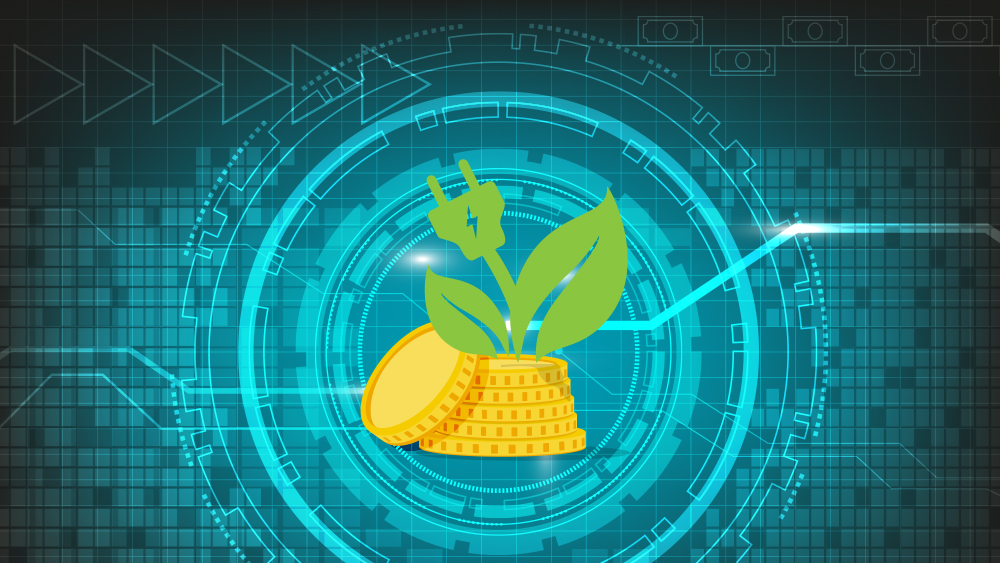 Kuvassa rahapino ja taimi